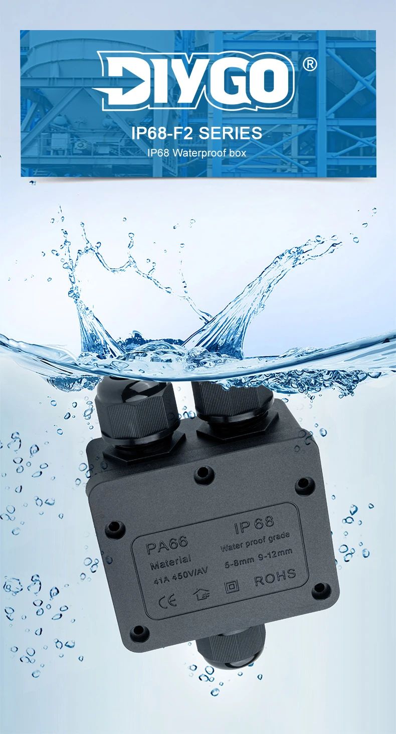 IP68 wasserdichte 3-Wege-Kabelverbinder für elektrische Kabel, LED-Anschlussdose für den Außenbereich, Leitungsschutz für Verkabelungszubehör – Detail 5