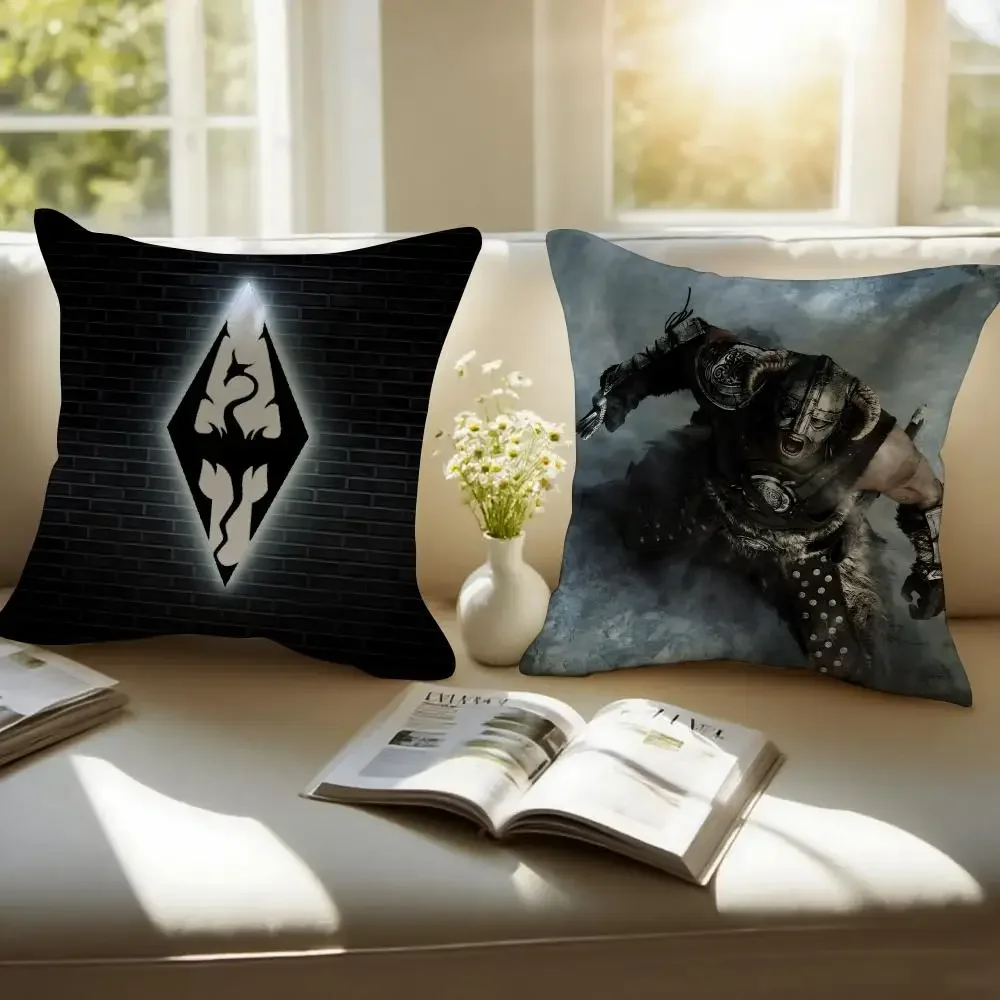 The Elder S-scroll V Skyrim 베개 커버 쿠션 커버 부드럽고 세탁이 쉬운 베개 커버 ? 소파, 침대, 여행 및 사무실에서 다용도로 사용 가능