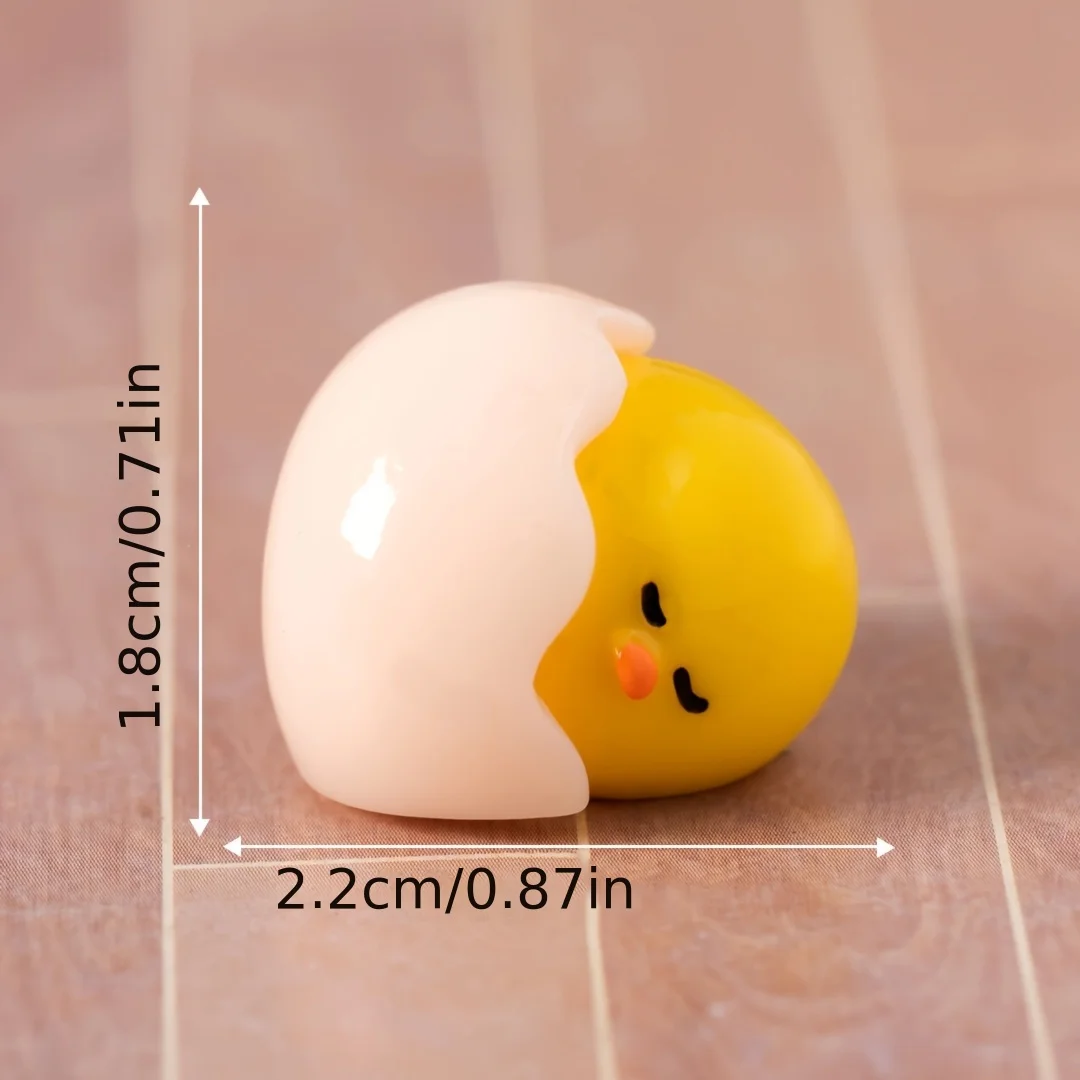 6 Stück Miniatur-Harzfiguren – zeitgenössische Cartoon-Küken, Eierschalen-Hühnerstatuen für DIY-Dekoration, Tischplatte – Detail 9