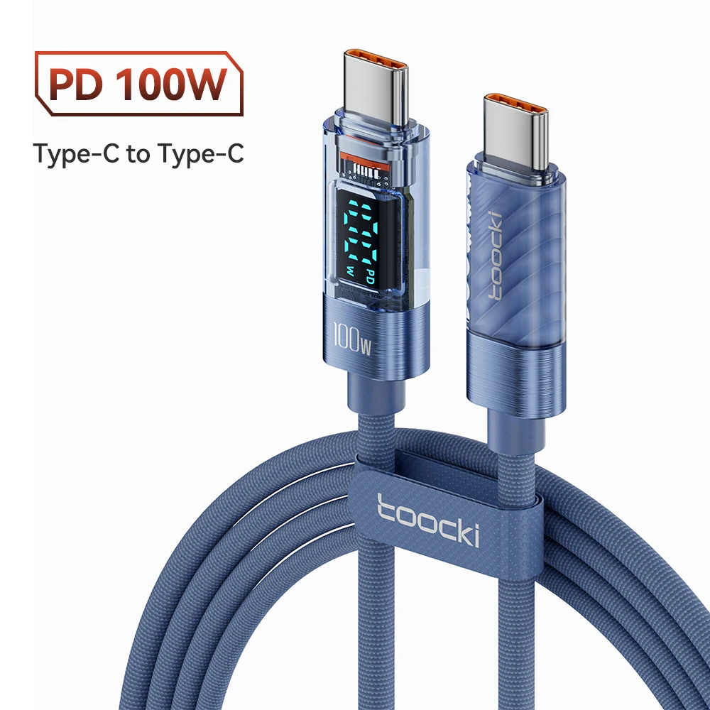 Toocki USB-C to USB-C Fast Charging Cable with Digital Display - 100W/66W