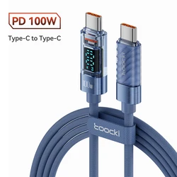 Toocki USB - C to USB - C Fast Charging Cable with Digital Display - 100W/66W - 1m (100W Blue)