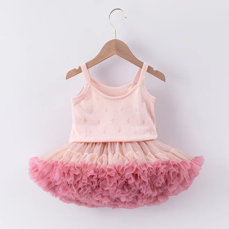 

2Pcs Girls Tulle Skirt Baby Girl Tutu Pettiskirt Skirt +Vest Set Girl Clothes Princess Skirts Skirt for Girls Clothing W-S1076