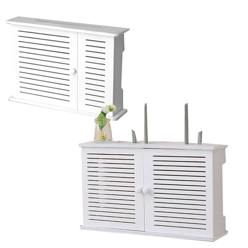 

Wireless Wifi Router Storage Boxes Wooden Box Cable Power Plus Wire Bracket Wall Hanging Plug Board Shelf