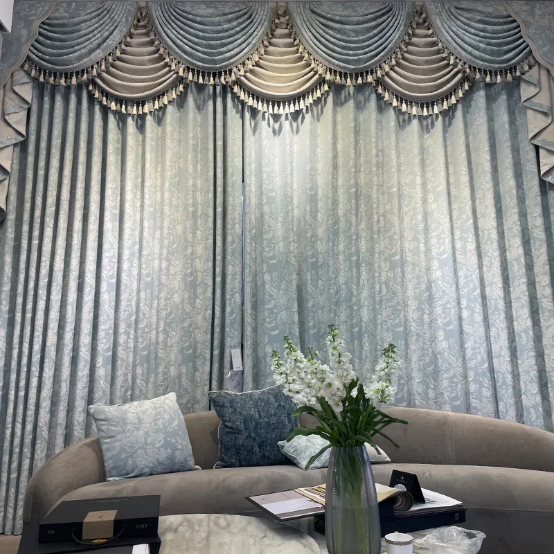 

Luxury French Jacquard High-precision Thickened Blackout High-end Living Room Curtains Bedroom Balcony Blackout Curtain Fabric