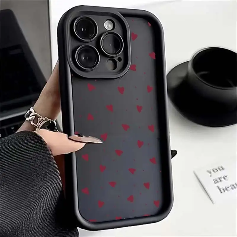 Cute Minimalist Love Heart Matte TPU Phone Case Cover