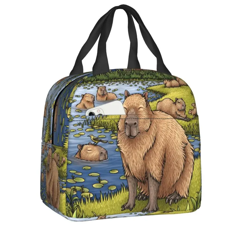 

Cute Animal Capybara Lunch Bag Men Women Warm Cooler Insulated Lunch Container Box for Kids School Work Picnic Food Tote Bags