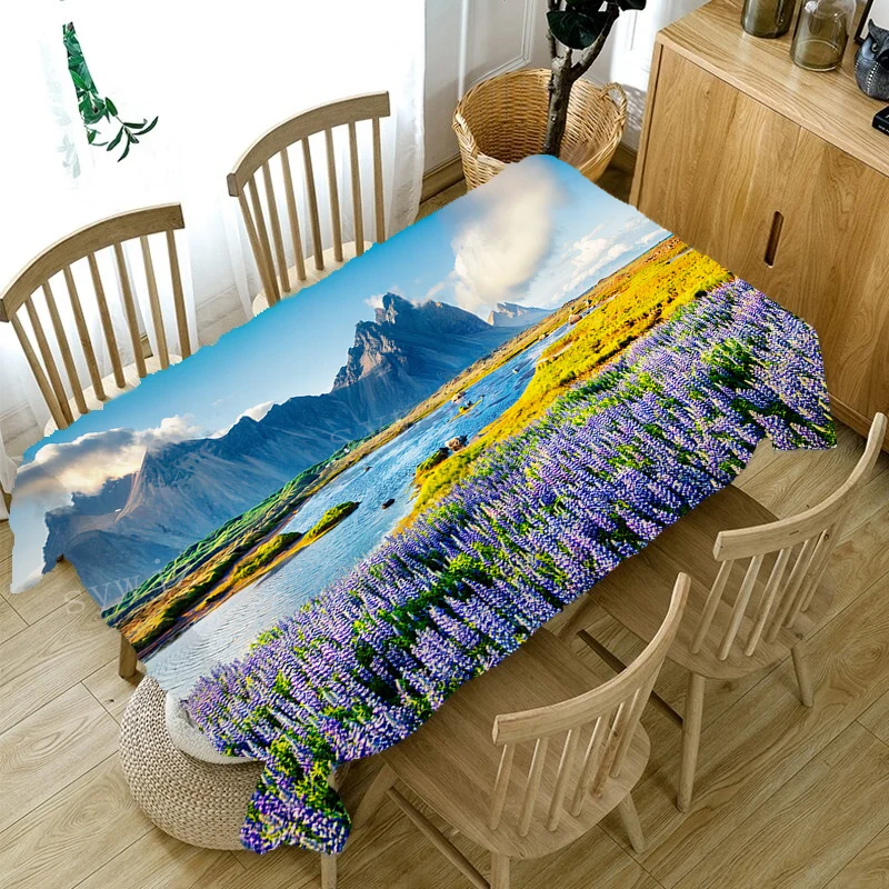 3D Tablecloth Landscape Pattern Linen Stain Resistant Rectangular Tablecloth Christmas New Year Gift Table Cloth for Wedding images - 6