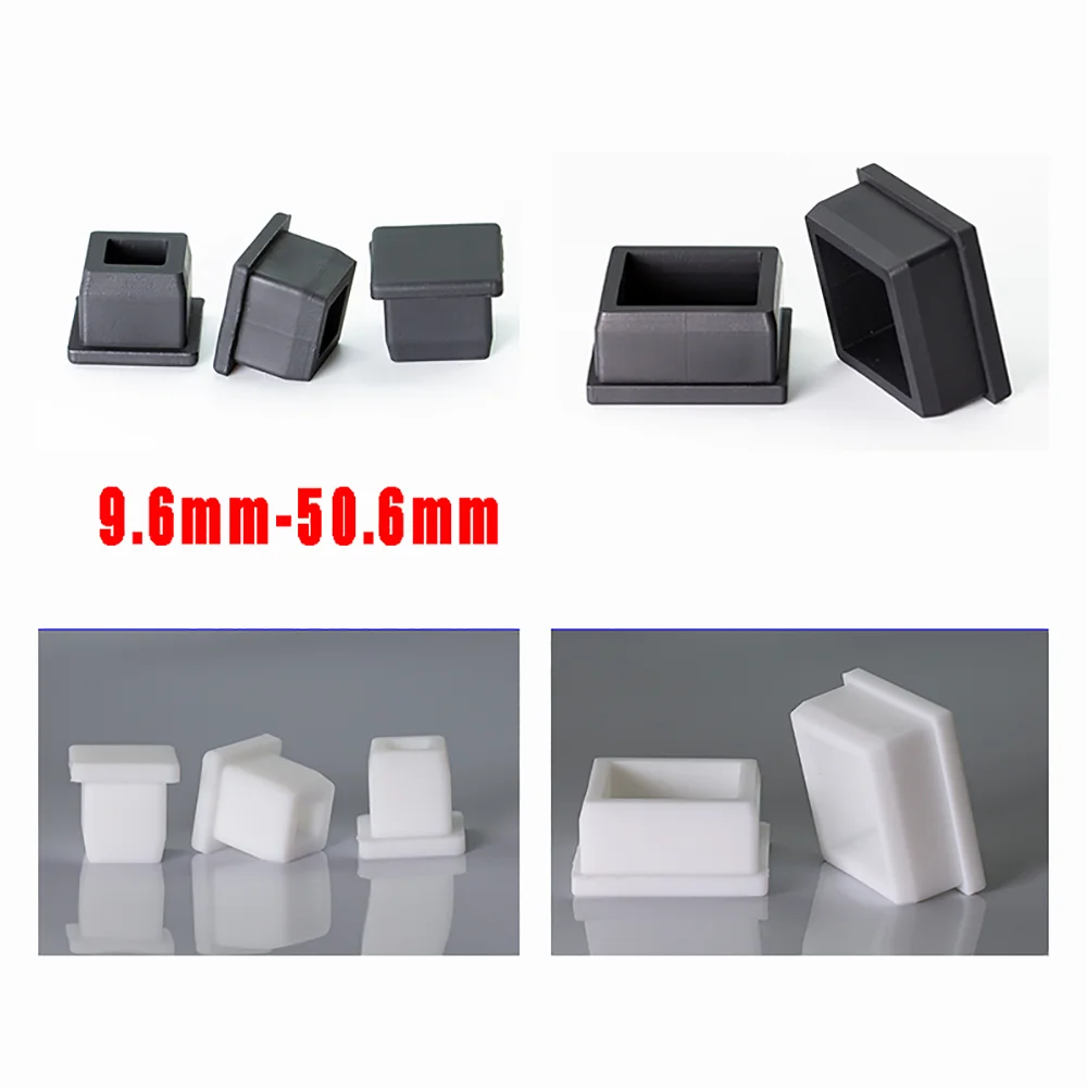 

Black/White Silicone Rubber Chair Table Feet Furniture End Caps 9.6mm - 42.6mm Rectangle Table Leg Cover Floor Protector Pads