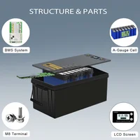 Batterie LiFePO4 12V 24V 48V 100Ah 200Ah avec BMS intégré, au phosphate de fer et de lithium, pour camping-car, voiturette de golf, stockage solaire, camping en plein air 6
