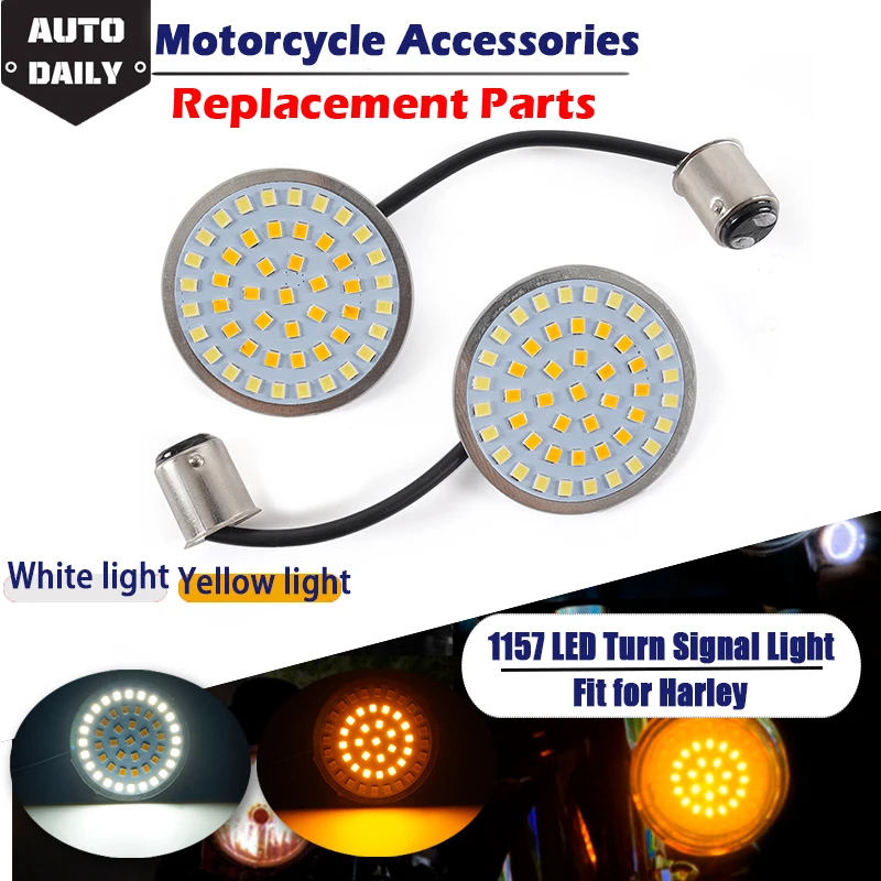 

Yellow White 1157 LED Turn Signal Lights Panel Bulbs Front Fit For Harley Davidson Softail Touring Street