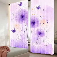 2Pcs Dandelion Curtains Butterfly Rustic Farmhouse Curtains For Adults Purple Gradient Romantic Suitable For Living Room Bedroom 1