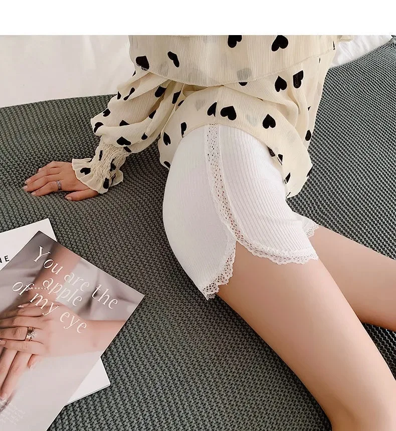 high waisted shorts 2022 Summer Thin Lace Safety Pants Ladies Anti-glare Outer Wear Silk Home Three-point Insurance Bottoming High-waisted Shorts nike shorts