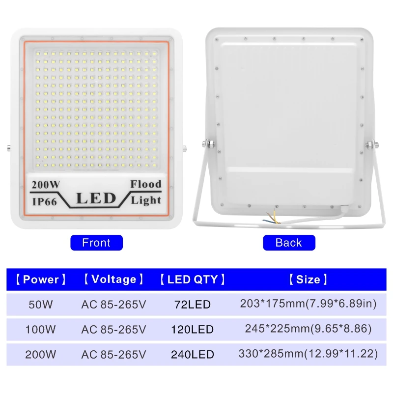 110V 220V Refletor Led LED Flood Light 200W 100W 50W Outdoor Lighting IP66 Waterproof 85-265V Floodlight Spotlight Garden Lights - 39 - View #3