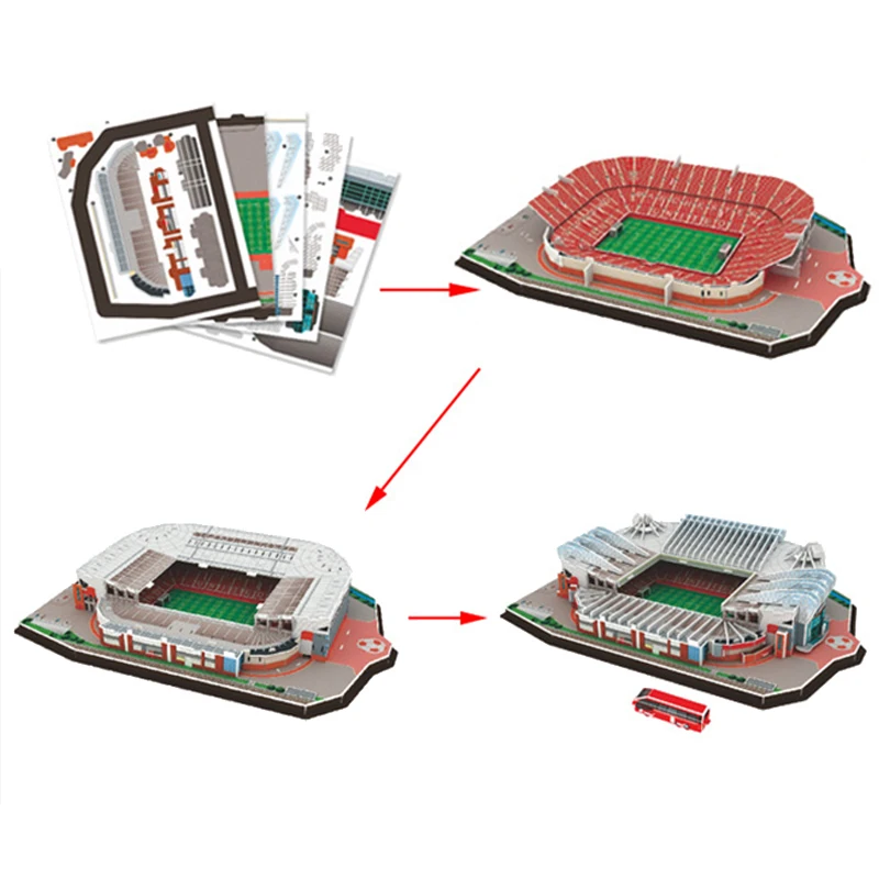 3D Paper Puzzle Football Field Stadium Assembled Model DIY Educational Toys Jigsaw Puzzle for Kids Fans Gifts