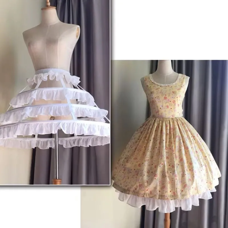 รูปสินค้า ผู้หญิง Lolita Hollow Lotus Leaf Lace Bird Cage กระดูกปลากระโปรงคอสเพลย์ชุดกระโปรง Petticoat เจ้าสาวงานแต่งงานชุดซับ