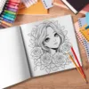 Flowers and Maiden Coloring Book 24 Page Gift For Birthday Party Relieve Stress Kill Time Graffiti Painting Drawing Art Book 6