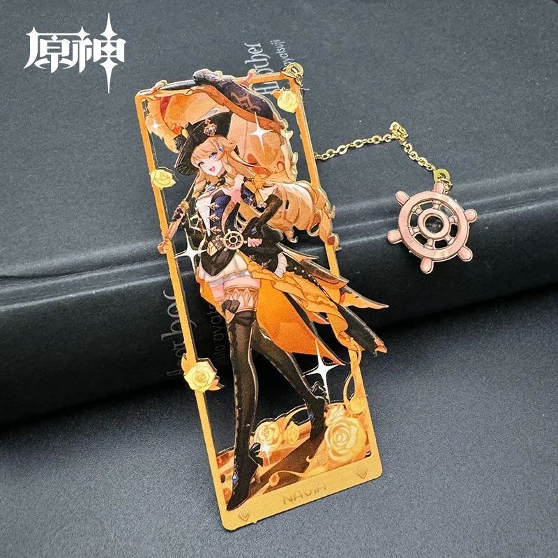 Navia Furina Neuvillette Genshin Impact Nahida Xiao Alhaitham Wanderer Zhongli Anime Hollowed Out Metal Bookmark Collection Gift
