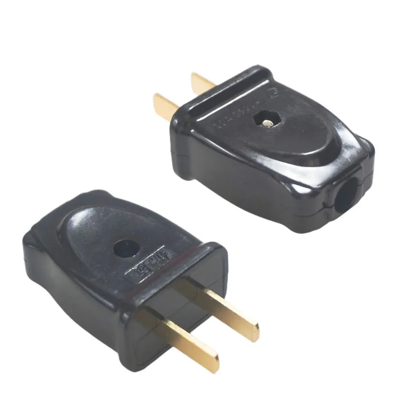 1pcs Black USA Japan Canada Taiwan Mexico male wiring power plug 2 Pin 10A 250V power extension cord plug power extension plug