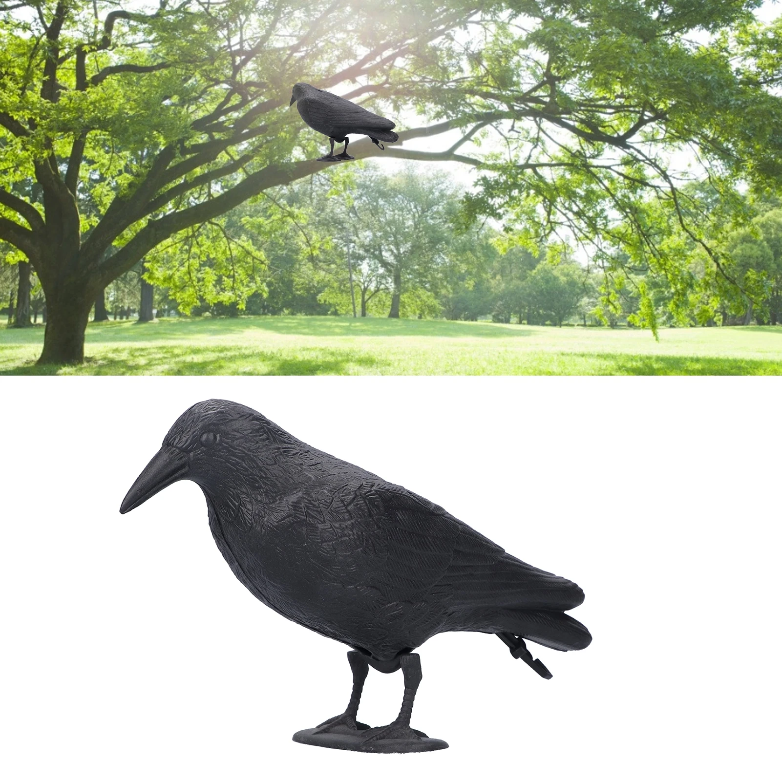 

Garden Flocked Hard Black Hunting Decoy Crow Outdoor Decoy Raven Bird Halloween Prop Pest Control Garden Scarer