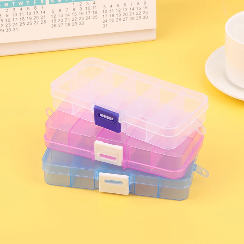 

Transparent Plastic Storage Jewelry Box Compartment Adjustable Container For Beads Earring Box For Jewelry Rectangle Box Case