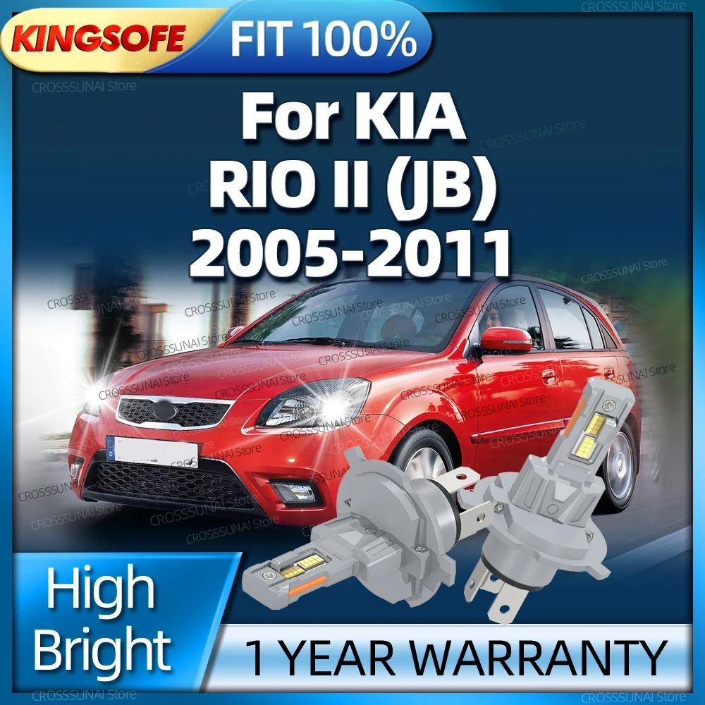 강력한 LED 전면 H4 헤드라이트 자동차 전구 6000K 캔버스 180W 헤드램프 기아 리오 II JB 2005 2006 2007 2008 2009 2010 2011용