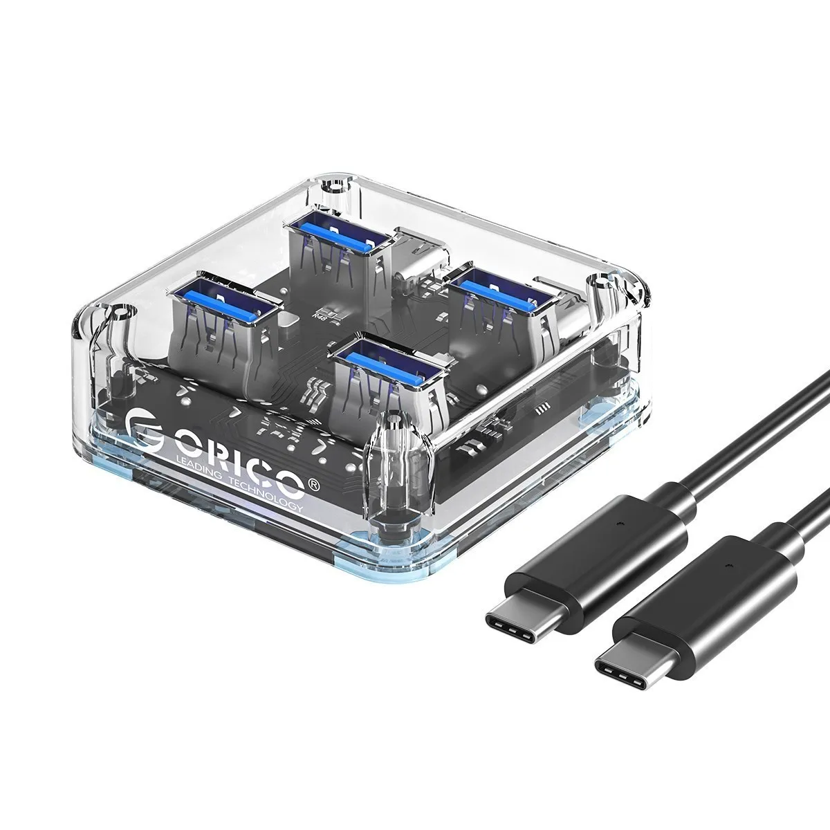 Orico-hub Usb c Transparente Expansão Portas com Interface de Alimentação Protocolo Usb 3.2 Transmissão de Alta Velocidade Adaptador Otg - Imagem 6