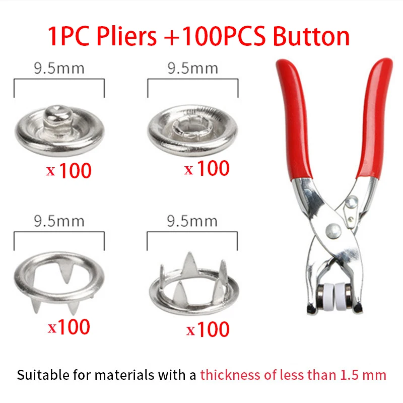 Metal Snap Pliers, Heavy-Duty Snap Fastener Tool Kit with 3 Dies Suitable  for Leather Snap Installation/Replacement. - AliExpress