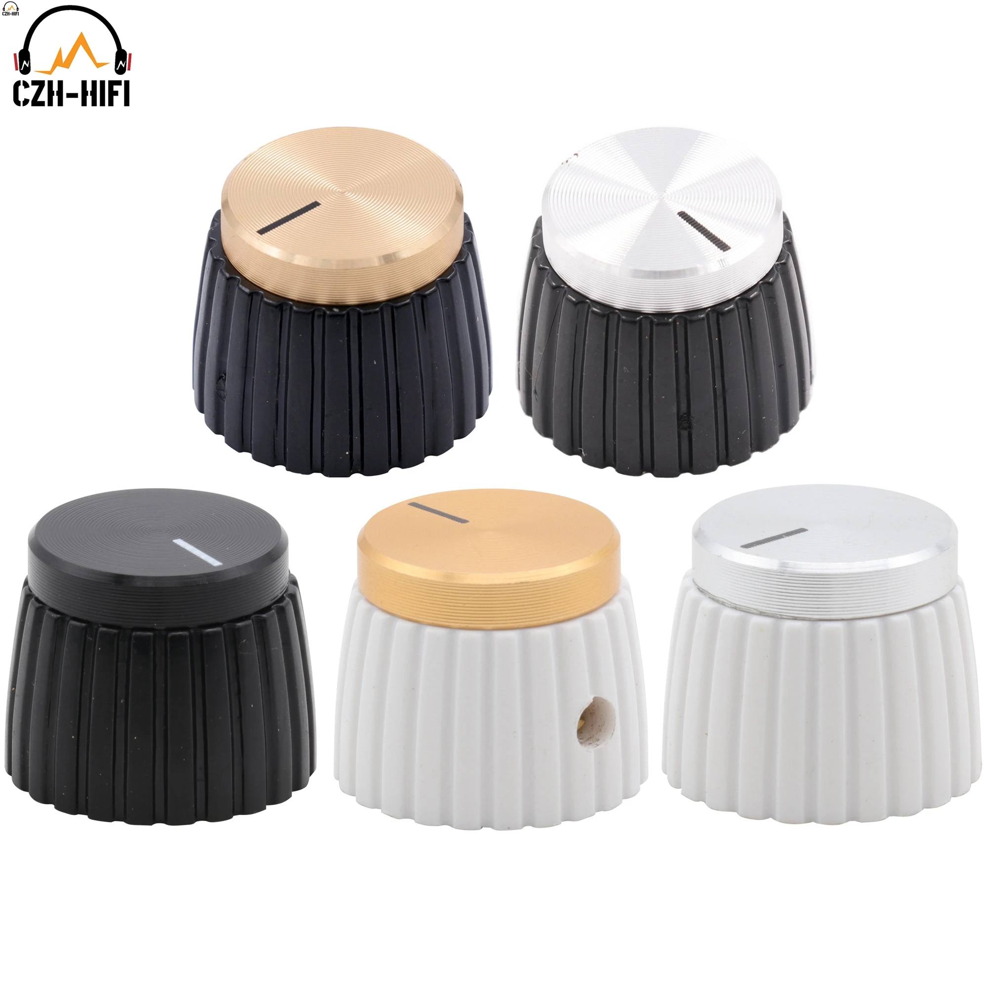 Set Di Plastica In Alluminio Manopola Puntatore Pulsante Cap Per Marshall Audio Chitarra Amp Effect Pedal Overdrive Dj Mixer Radio Stomp Box