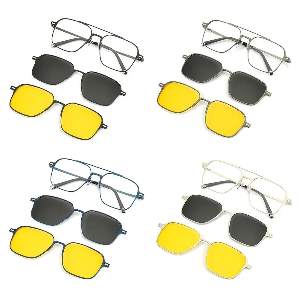 

UV400 Clips Magnetic Glasses Metal Night Vision 3 In 1 Glasses Polarized Anti Blue Light Glasses with Magnet Clip On Sunglasses