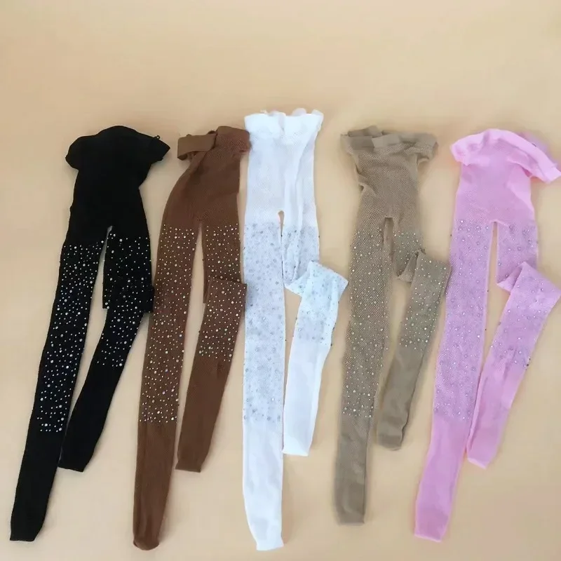 Kids Girl Tight Fashion Fishnet Stockings Hollow Lace Rhinestone Glitter Pantyhose for Children Girl Summer Mesh Baby Sock