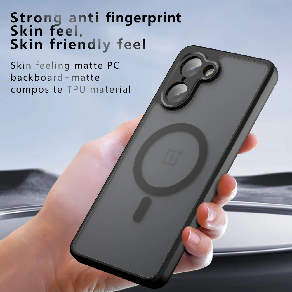 OnePlus Nord CE5 Ace 5 레이싱 마그네틱 소프트 TPU 프레임 반투명 무광 하드 플라스틱 충격 방지 폰 백 커버 펀다스