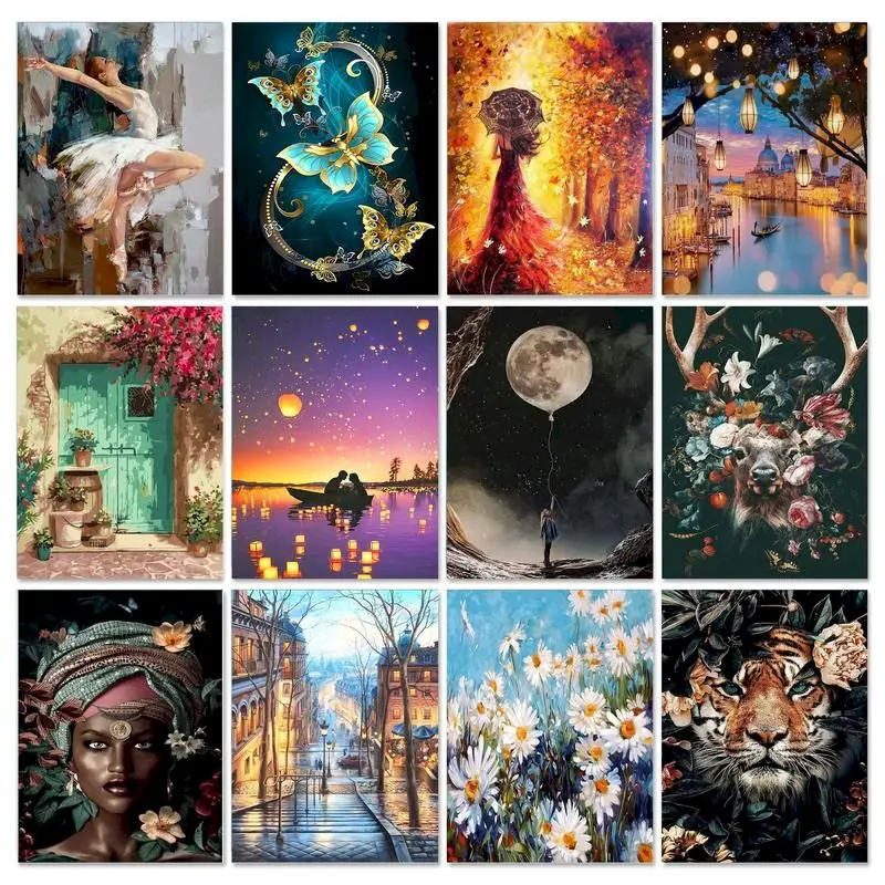 

GATYZTORY Diamond Painting Street Landscape Picture Of Rhinestones 5D DIY Diamond Embroidery Sale Mosaic Art Kits Home Decor