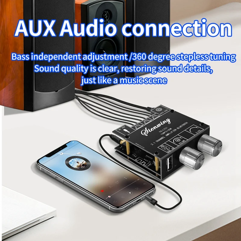 

YS-LT21 2,1 канальная плата Bluetooth усилителя 15 Вт + 15 Вт + 30 Вт с регулятором сабвуфера, регулировка кодировщика, аудио модуль DC9-24V