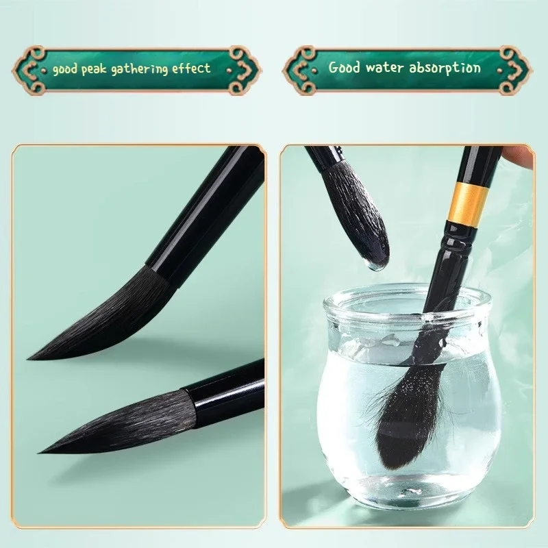 Painting Brushes 1/3/4 Pcs Professional Black Handle Squirrel Hair Round for Watercolor Acrylic Gouache Oil Painting