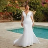 Classic Mermaid Wedding Dresses Plus Size V Neck Long Illusion Sleeves Bride Gowns Appliques Floor Length Robe De Mariee 2024 1