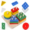 Wooden Shape Color Match Stacking Puzzles 6