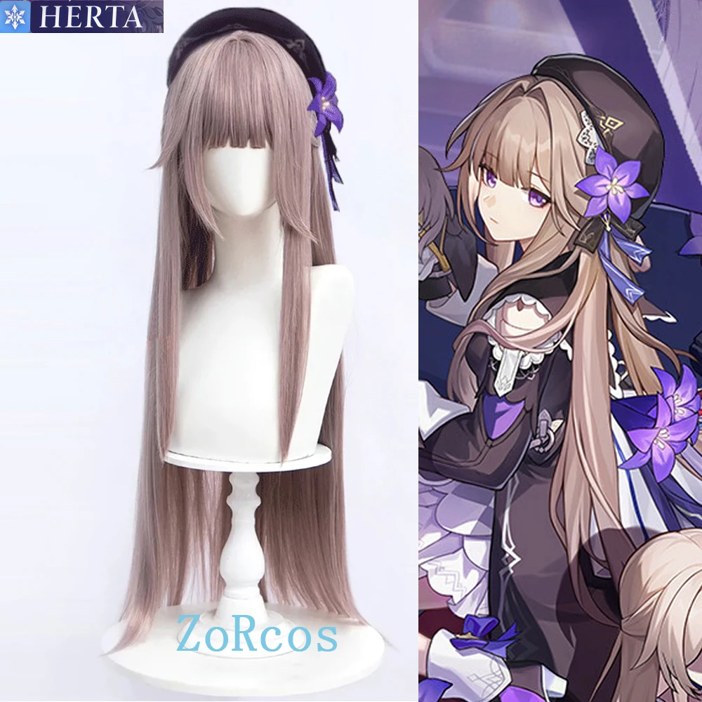 

Game Honkai: Star Rail Herta Cosplay Wig Herta 90cm Long Heat Resistant Hair Halloween Role Play Party Cosplay Wig