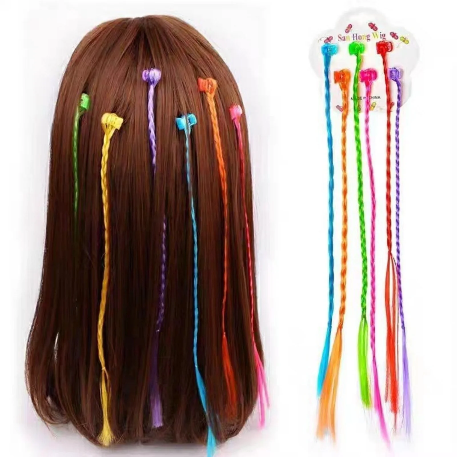 18pcs Colorful Themed Clip-In Children Hair Extensions Set, Suitable For All Seasons And Gifts