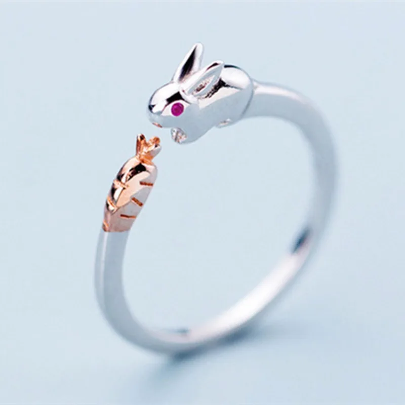 

The extremely Simple Series Cute little Rabbit Carrot Circle Female Creative Small Fresh And Sweet ring