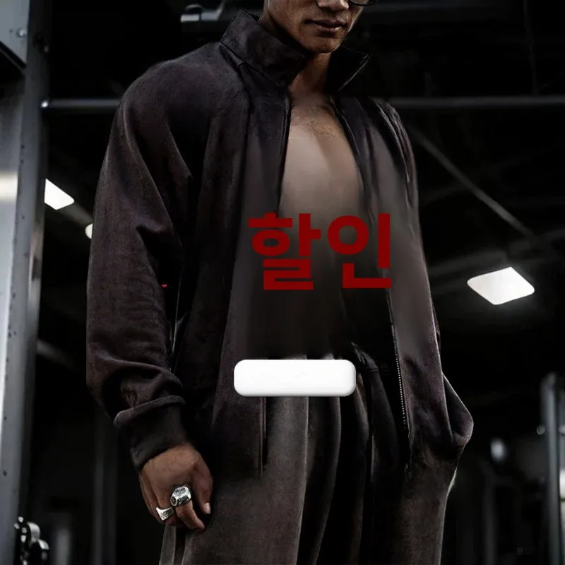머슬페이스 남성용 플리스 안감 피트니스 재킷 지퍼 오픈 가디건 스포츠웨어 캐주얼 스타일 폴리에스터 섬유 긴팔 코트