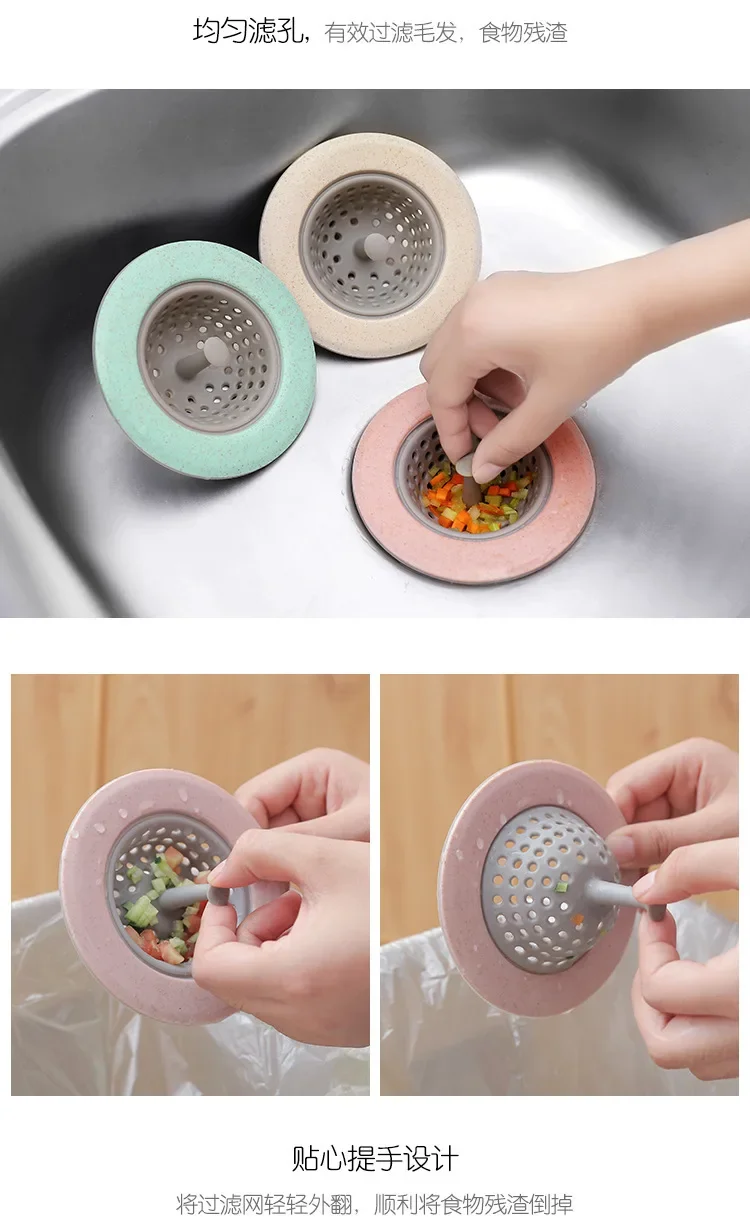 Description Picture 5 of itemSilicone Bathroom Sink Drains Bathtub Plugs Strainers Sewer Hair Filter Bath Drain Stopper Sink Floor Drain Kitchen Accessories