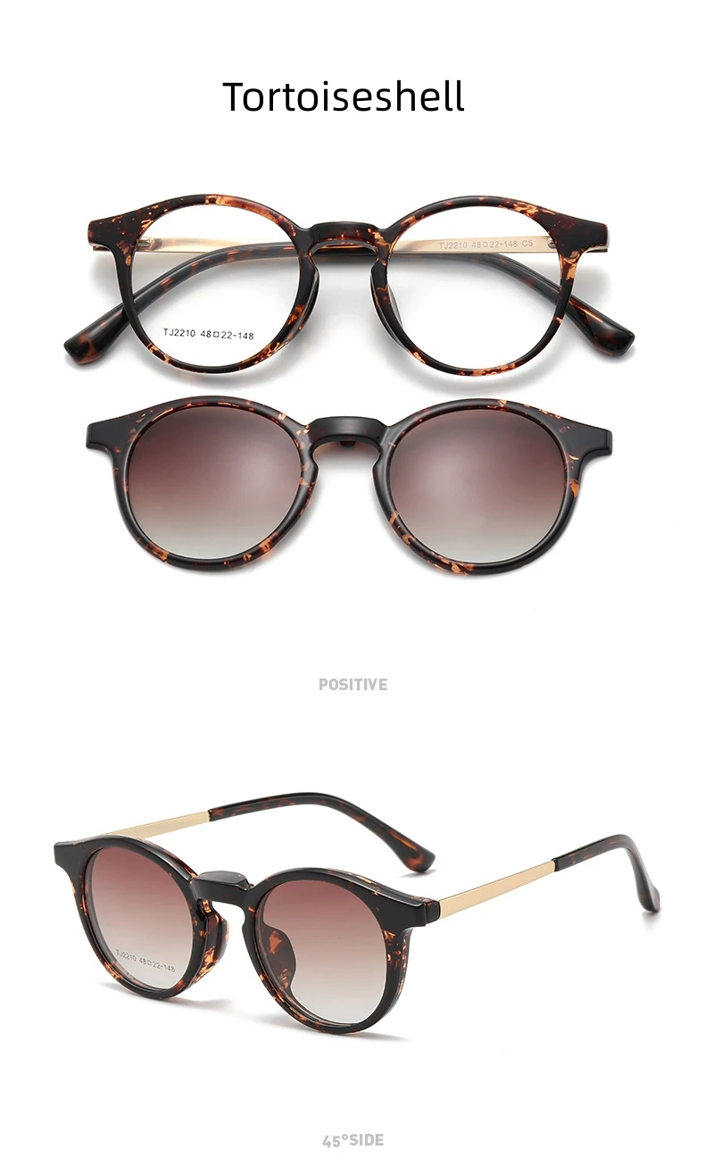 MOMOJA Neue Brillen, ultraleicht, Retro, rund, TR90, magnetische Sonnenbrille, optisches Brillengestell für Männer und Frauen, 2210 – Detail 11