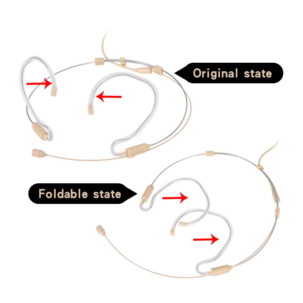 Adjustable Foldable Headset Microphone with Thick Cable