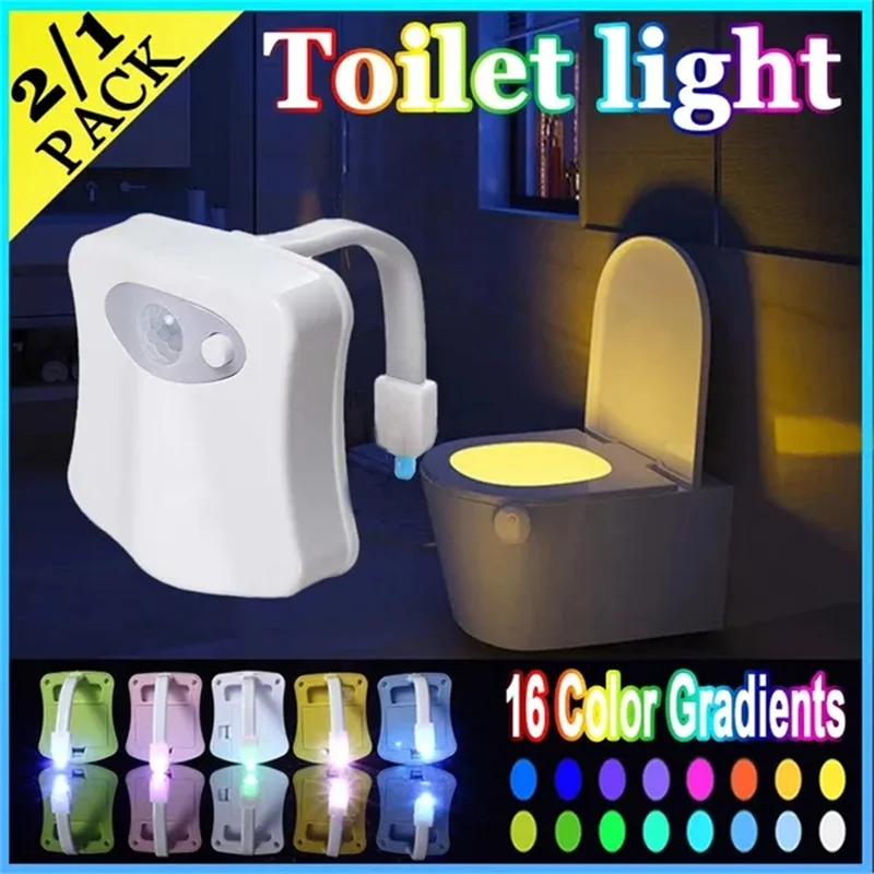 Lighting Toilet Light Led Night Light Human Motion Sensor Backlight for  Toilet Bowl Bathroom 8 /16Color Veilleuse for Kids Child