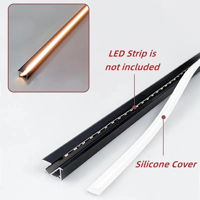 Description Picture 4 of itemAnti-glare LED Aluminum Profile Recessed Laminate Light Oblique Glowing Hidden Channel Silicone Cover Shelf Cabinet Linear Strip