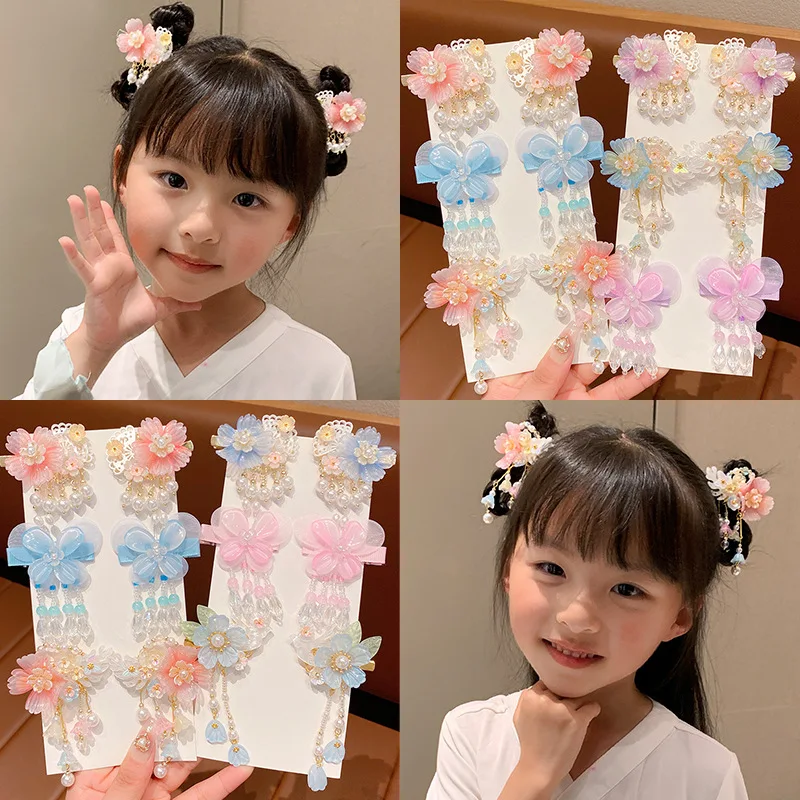 

1 Pair Butterfly Flower Fan Hair Pins Clips Hair Accessories for Girl Vintage Hairpins Hairgrip Children Headwear Hair Ornament