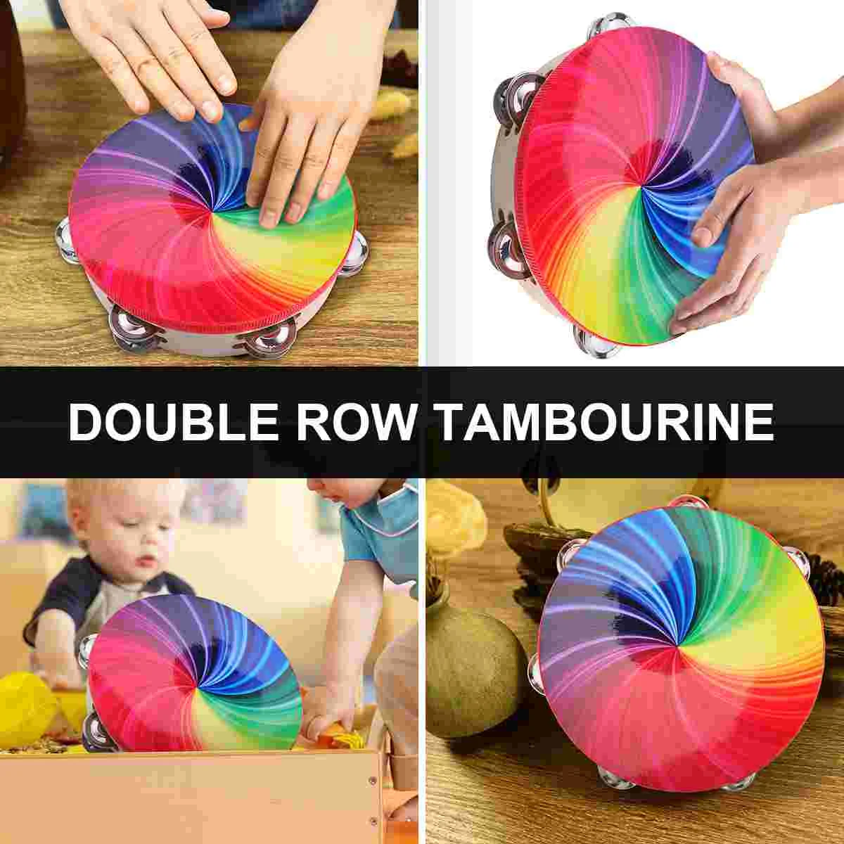 8 Inch Double Row Drum Tambourine for Dancing Hand Music Easy to Play Percussion Bamboo Convenient Concerts