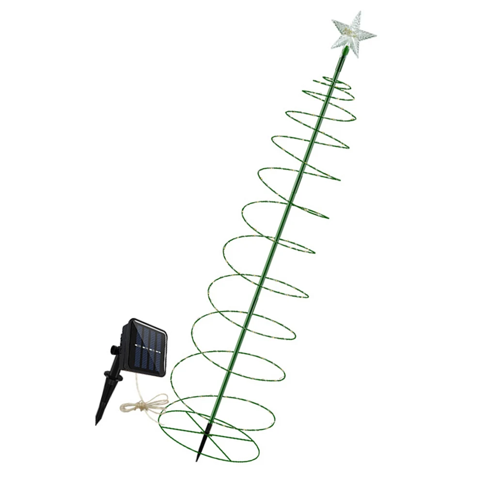 Lampe solaire décorative pour arbre de noël, avec étoile, sur piquet de pelouse, étanche, décoration de jardin du nouvel an