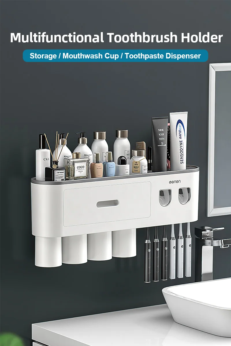 Hands Free Toothpaste Dispenser With Storage