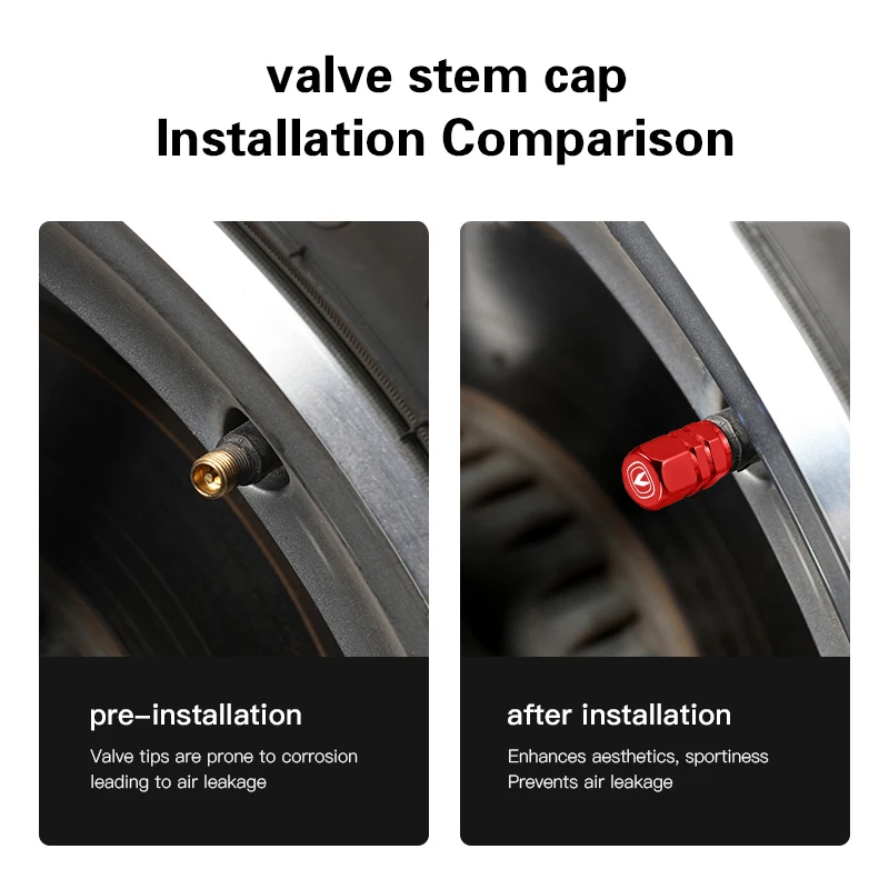 Tire Valve Caps 4Pcs Metal Tyre Air Stems Cover Changan UNI-K CS35 CX70 CS85 CS55 CS75 CS15 F70 Alsvin UNI-T Hunter EADO